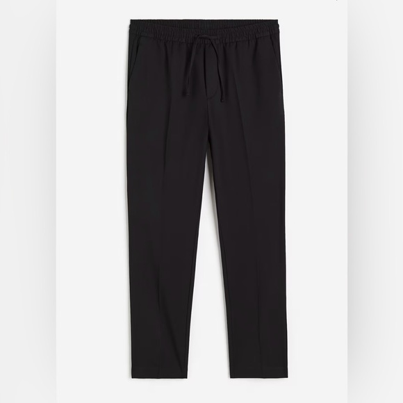 H&M Men’s Slim Fit Black Pants, Elastic Waist, Drawstring 🎁 Gift Idea 🎁 - Picture 1 of 3